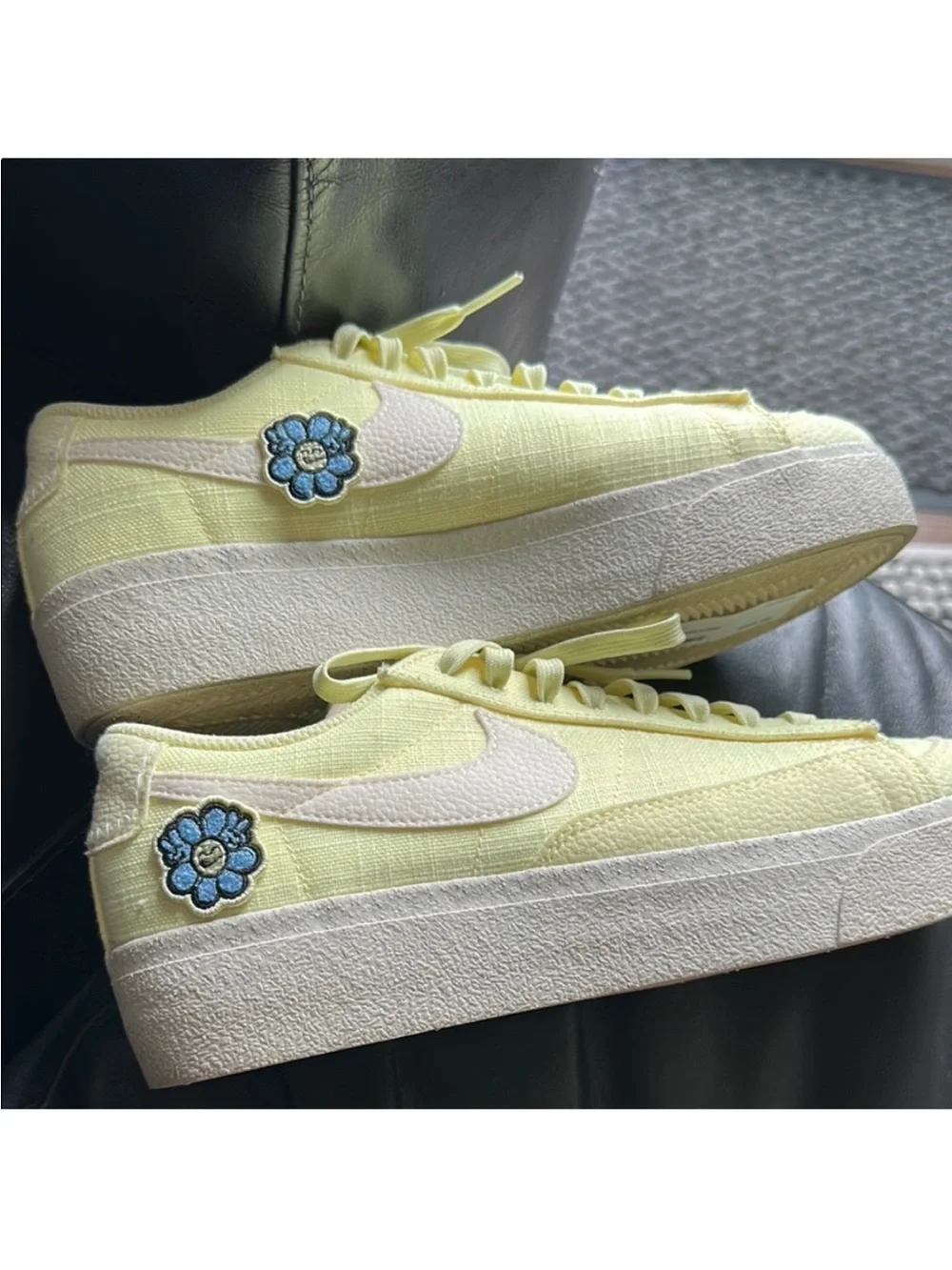 Nike Women’s Yellow Low-Top Canvas Sneakers with Floral Accent